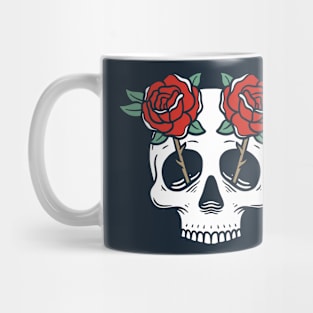 Skull and Red Roses Mug